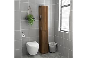 Norheim Mueble Columna de baño Armario Alto de Baño Armario Estrecho Columna de Baño para baño con 2 Compartimientos y 2 Cajones 25 x 25 x 170 cm Marrón Roble