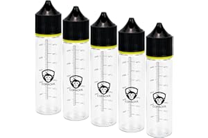 Copackr Chubby Gorilla V3 Tropfflaschen, Plastikflaschen mit Maß für Öl, Tinte und/oder Chemikalien - Perfekt für Reisen - Flüssigkeitsflaschen - mit kindersicherer Kappe - 5er-Set (60ml)