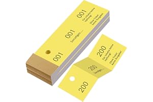 Nezyo 2 Biglietti Guardaroba Blocchi Numerici 1-200 Biglietti Perforati e Separabili in TRE Parti Ideali per Guardaroba Eventi di Tutti i Tipi Eventi Feste Fiere Dolcetti (Giallo)