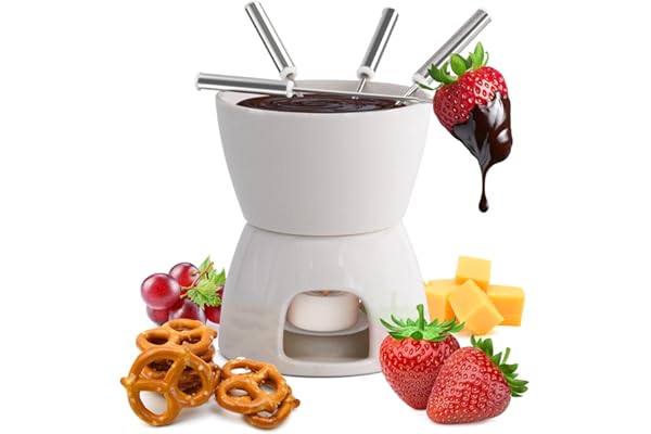 joeji's Kitchen Fondue Chocolat Bougie avec poelon Bougie et fourchettes Mini Fondue Chocolat Bougie chauffé pa Une Bougie à réchaud