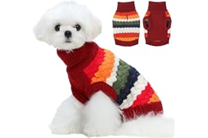 Kuoser Pull en Tricot pour Chien, Gilet d'hiver Chaud pour Chiens de Petite Et Moyenne Taille, Pull de Noël à Col Roulé pour Chiot, Manteau pour Temps Froid, Chandail pour Chien, XS-XXL