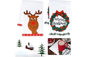 MILIAFLICK Geschirrtücher Weihnachten Weihnachts Geschirrtücher 60 * 40 cm Geschirrtuch Weihnachten Handtuch Weihnachten Rentiere Weihnachten Küchentücher Winter Dekoration Handtücher (A)