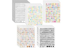 ONEBO 30 Hojas Alfabeto Número Pegatina, Pegatinas de Números con Purpurina, Pegatina de Alfabeto Colorido,para Álbumes de Recortes, Fotos, Manualidades (5 estilos)