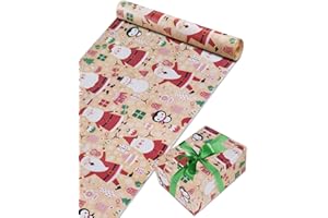 Rouleau Papier Cadeau Noel 44cm x 30m, TOYPOPOR 13 Modèles de Papier D'emballage de Noël, 100 g/m² Recyclé Biodégradable Papier D'emballage Cadeau pour Noël, Anniversaire, Vacances (Père Noël)