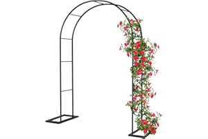 Xverycan Arco da Giardino per Rose Rampicanti Metallo, 188x230cm Arco Sostegno Supporto per Piante Rampicanti in Ferro Graticcio, Garden Pergola Per Decorazioni Nozze Esterni e Interni (Nero)