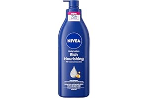 NIVEA Rich Nourishing Body Lotion (400ml), Rich 72H Hydration Moisturiser for Dry Skin Made with Deep Moisture Serum and Almond Oil, Intensive Hydration Body Lotion