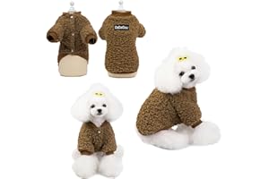 Tineer Pet Doggy Winter Lamb Cachemira Abrigo Warm Outdoor Fleece Dog Fleece Forro Pullover Coat Chaqueta Outwear Chaleco para Perros pequeños y medianos (S, marrón)