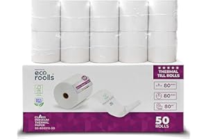 ‎LYNNE PAYMENT SOLUTIONS Thermorollen/Bonrollen/Kassenrollen 80mm x 80m x 12mm (80x80x12) für alle gängigen Thermopapier Kassen-Bondrucker – BPA Frei (B: 80mm - Ø80mm x 80m - 50 Stück)