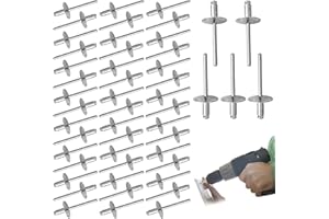 PCSFOE 50 remaches ciegos de aluminio con brida grande de 4,8 mm x 20 mm, remaches ciegos, remaches ciegos de 4,8 x 20 mm, juego de remaches ciegos, remaches de aluminio