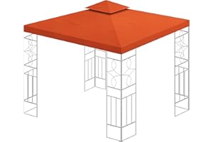 habeig Ersatzdach 340g/m² Dach EXTRA STARK PVC Beschichtung Pavillondach 100% Wasserdicht Pavillon 2,98x2,98m (knapp 3x3m) NEU(Terrakotta)