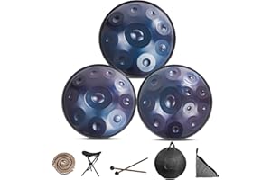LXHGVKHJ Tambour Handpan À 432 Hz / 440 Hz, Tambours Handpan De 9/10 / 12 Notes Pour Adultes Et Enfants, Tambour À Langue En Acier De 55 Cm Pour L'éducation Musicale, Le Yoga, Méditation Et Cadeaux Zen (Siz