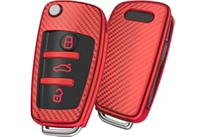 OATSBASF Fit to Audi Key Cover, Car Key Cover for Audi A1 A3 A4 A6 Q3 Q5 Q7 S3 R8 TT Remote Protector Cover TPU Silicone (Red-Stripe)
