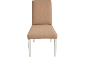 EBETA Jacquard Fundas para sillas Pack de 6 Fundas sillas Comedor Fundas elásticas Cubiertas para sillas,bielástico Extraíble Funda, Muy fácil de Limpiar (Arena, 6 Piezas)