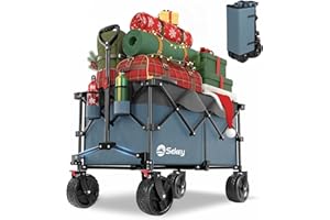 Sekey XXL Plus Bollerwagen Faltbar mit Bremsen 200L 200KG Belastbar, Extra Breite Reifen All Terrain Bollerwagen, Patentiert Zusammenfaltbar aus Vier Richtungen, XXL-PlusB 4011, Blau-Grau