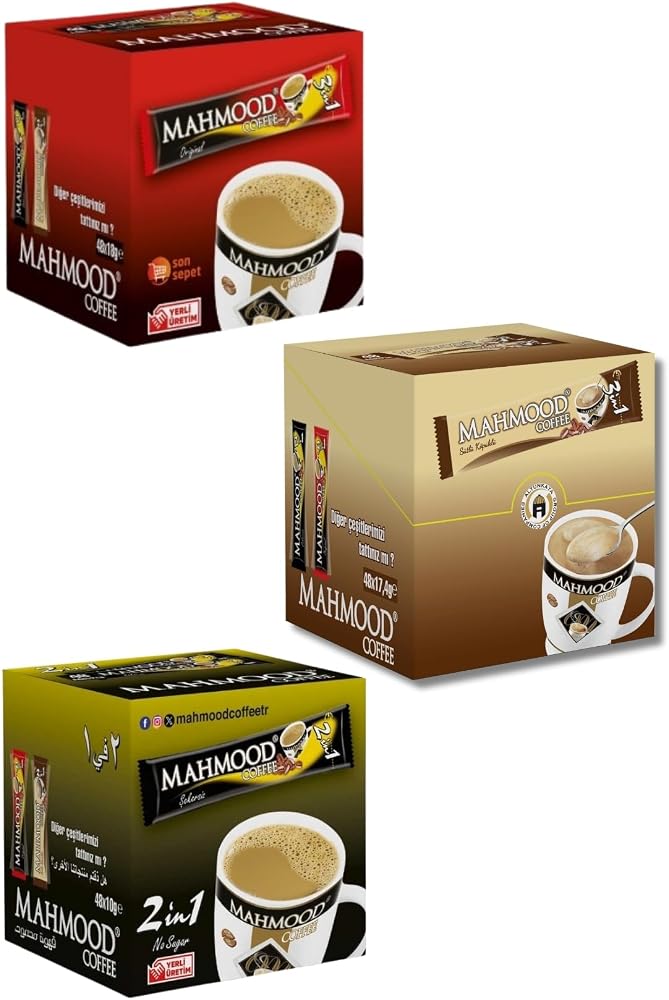 Mahmood Coffee 3ü1 Arada Ve 3ü1 Arada Sütlü Köpüklü Ve 2si1 Arada 3'lü Set 48 Adet