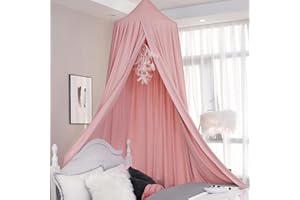 PRIKSIA Children Bed Canopy Round Dome, Nursery Decorations, Cotton Mosquito Net, Kids Princess Play Tents, Room Decoration for Baby (Pink)