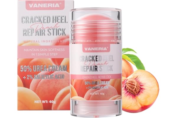 vaneria Bâton réparateur pour talons gercés,Crème réparatrice pour pieds secs et crevassés et fissures,Crème hydratante pour les pieds,Pour les pieds très secs(40g, Pêche)