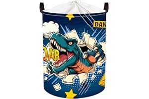 Clastyle Dinosaur Baby Laundry Hamper Collapsible Clothes Kids Storage Basket Star Boys Toy Box for Nursery Room, Roaring, 36 * 45 cm