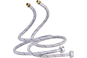 CREA G 3/8 DN6 Flexo conexión Flexible Manguera de Grifo, Mangueras de conexión para Grifo Agua fría y Caliente de acero inoxidable 70cm de largo (1 par)