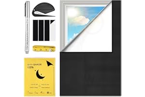 Weskjer Tenda Oscurante Finestra 200 x 145 cm, Tessuto Oscurante per Tende con Velcro, Protezione UV e Dal Calore Blackout Blind con Linguette a Gancio e Linguette con Passanti