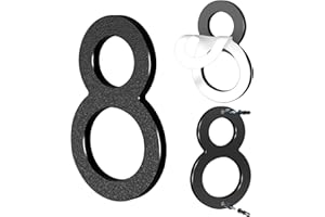Yafimea Número de casa exterior 15 cm negro, Números para casa con instalación adhesiva o con tornillos, diseño moderno flotante 3D para pared o valla (8)