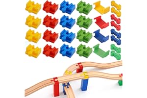 AEVORANT Holzeisenbahn Schienen Adapter, 28 Stück Stück Connectors Eisenbahn Spielzeug Zubehör,Holzschienen Verbinder,Track Connectors,Verbindungsstücke Holzeisenbahn,für Kinder im Alter Von 3-5