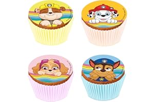 KARDASIS Cupcake Décoration Paw Patrol | Papier comestible décoration gâteau | Déco de gateau comestible amusantes pour anniversaire Paw Patrol | 5.3cm/12 pcs