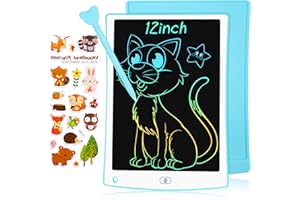 Larkumio Tavoletta Grafica Bambini LCD con Display Colorato 12 Pollici, Tavoletta Scrittura da Disegno Cancellabile per Bambina 3 4 5 6 7 Anni, Blu