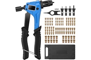 VORXEON 8" Rivet Nut Tool Kit with 100Pcs Nuts, Hand Rivnut Insert Tool with 4Pcs Metric Mandrel M3 M4 M5 M6