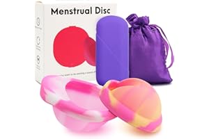 BORISCA 2 dischi mestruali, set di dischi mestruali contiene disco periodico S e periodi disco L con custodia in silicone e sacchetto di conservazione, disco mestruale per donne attive sport, nuoto