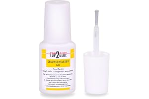 Top2Glue Sekundenkleber Alleskleber extra stark GEL 10g in der praktischen Pinselflasche - Nagelkleber - Tip Kleber - Bastelkleber - Atomkleber - Kunststoffkleber wasserfest (1 Flasche)