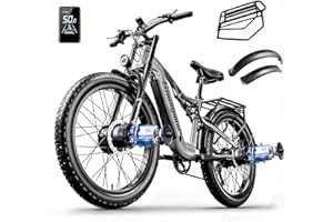 ALNSOOR Shengmilo E Bike,S600 Bicicleta Eléctrica,Motor doble Bicicletas eléctricas,26" x 3.0 Fat Tire,batería extraíble de 48V 17.5Ah,Sistema de transmisión de 7 velocidades,Bicicleta eléctrica para Adultos，