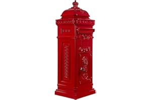 STILISTA Antiker Standbriefkasten 102 cm, Aluminium, Farbwahl, Rot