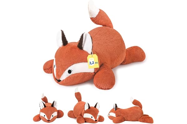 shownicer Renard lesté - 2,2 kg - Doudou lesté - En peluche - XXL - Renard - Coussin en peluche - Cadeau pour adultes et enfants de 3 ans et plus (renard, 65 cm)