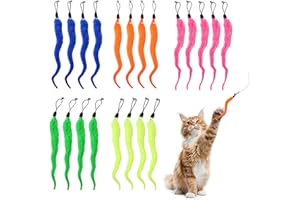 QSZHSL 20 Pezzi Ricariche per Giocattoli a Verme per Gatto, Cat Giocattolo Interattivo, Sostituzione Vermi Giocattolo per Gatti con Campana, Gioco per Gatti Bacchetta di Gatto