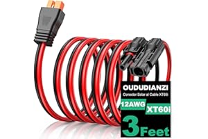 Oududianzi Cable XT60i, Cable de Extensión de Cable de Carga Solar de 12AWG (1M), Adaptador XT60i para Generador Solar de Estación de Energía Portátil - 3FT
