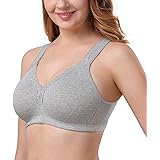 DotVol Women's Lace Cotton Comfort Plus Size Full Cup Non-Foam Wireless Bra