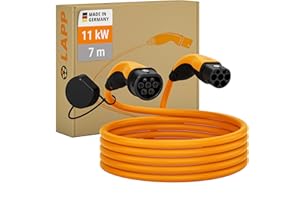 LAPP MOBILITY Typ 2 Ladekabel 11 KW 7m - 20a Ladekabel E Auto 3-Phasig - IP55 geschütztes Ladekabel Mode 3 - Ladekabel Typ 2 mit korrosionsresistenten Steckkontakten - geeignet für PHEV, BEV & EV