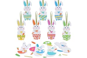 LAMEK 12pcs Bricolage de Lapin de Pâques Décoration Lapin de Pâques à Suspendre avec Autocollant en Mousse Loisirs Créatifs pour Enfants Artisanat Craft Fête Printemps DIY Activité Manuelle