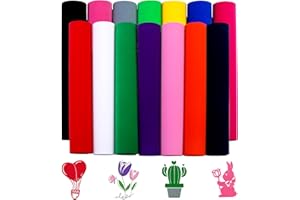 Tintnut Flocked HTV Heat Transfer Vinyl - 14 Sheets 12" x 10" inches Assorted Color Flock Heat Transfer Vinyl Flock Iron on Vinyl for T-Shirts