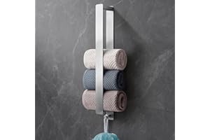 SUDEERY Handtuchhalter Ohne Bohren, Gästehandtuchhalter Selbstklebend, Edelstahl Badezimmer Handtuchstange 42 cm mit Haken