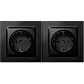 SIMON - Schuko Recessed Plug, Simon 10 Series, 250V, 16A, Flat and Thin Wall Plug, Easy to Install, Includes Frame, Lid and M