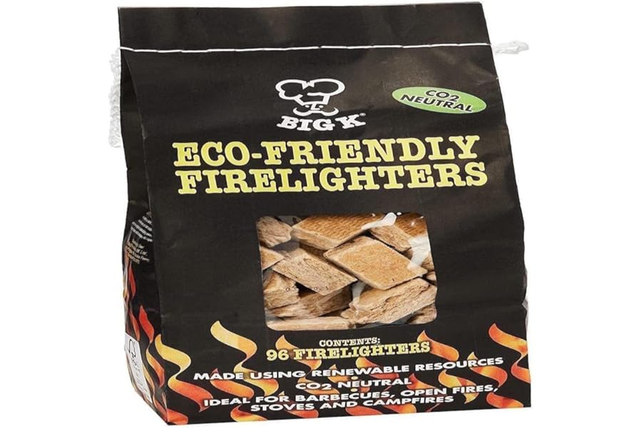 96 Eco-Friendly Firelighters - FSC Recycled 100% for Stoves, Barbecues, Campfires and Open Fires