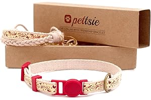 Pettsie Bracelet d'amitié avec Collier de Chat et Bracelet d'amitié Assorti, respectueux de l'environnement, 100% Coton pour Plus de sécurité et de Confort (12,7-20,3 cm)