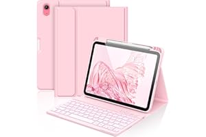 ‎AMZCASE aMZCaSE für iPad A16 10/11th Generation Case mit Tastatur 11/10.9 Zoll(2025/2022),7 Farben Hintergrundbeleuchtung Abnehmbare Drahtlose Tastatur Cove mit Stifthalter für New iPad 11th Gen (Hellrosa)