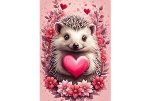 QENSPE 5D Diamond Painting Kits, Hedgehog Diamond Art Kits for Adults, Full Drill Heart Flowers Diamond Painting Kits for Beginner Crystal Flowers Picture Art for Home Wall Decor 30x40cm