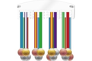 AHANDMAKER 12 Ganci Porta Medaglie In Acrilico, Espositore per Medaglie Da Parete con Gancio per Esposizione di Medaglie Trasparente Da 30 cm, Facile Da Installare, per I Corridori, Calcio e Tutti
