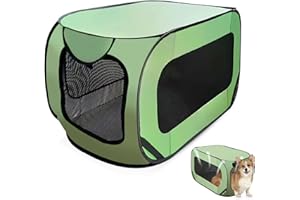 GOEDCH 92 x 52 x 52 cm, pieghevole, trasportino per cani portatile con telaio in acciaio, impermeabile in tessuto Oxford con chiusura lampo, trasportino per cani per interni ed esterni, verde