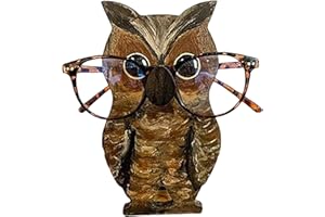 Leogony Owl Glasses Holder, Animal Glasses Stand for Women Man, Wooden Glasses Holder for Eyeglasses Office Desk Home Decor Accessory Birthday Gift