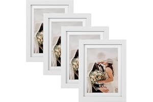 EXYGLO Cornici per foto,Cornice 13x18 Cornici Bianche per Soggiorno, Camera da Letto, Corridoio, Ufficio, Decorazione Perfetta, Set di 4